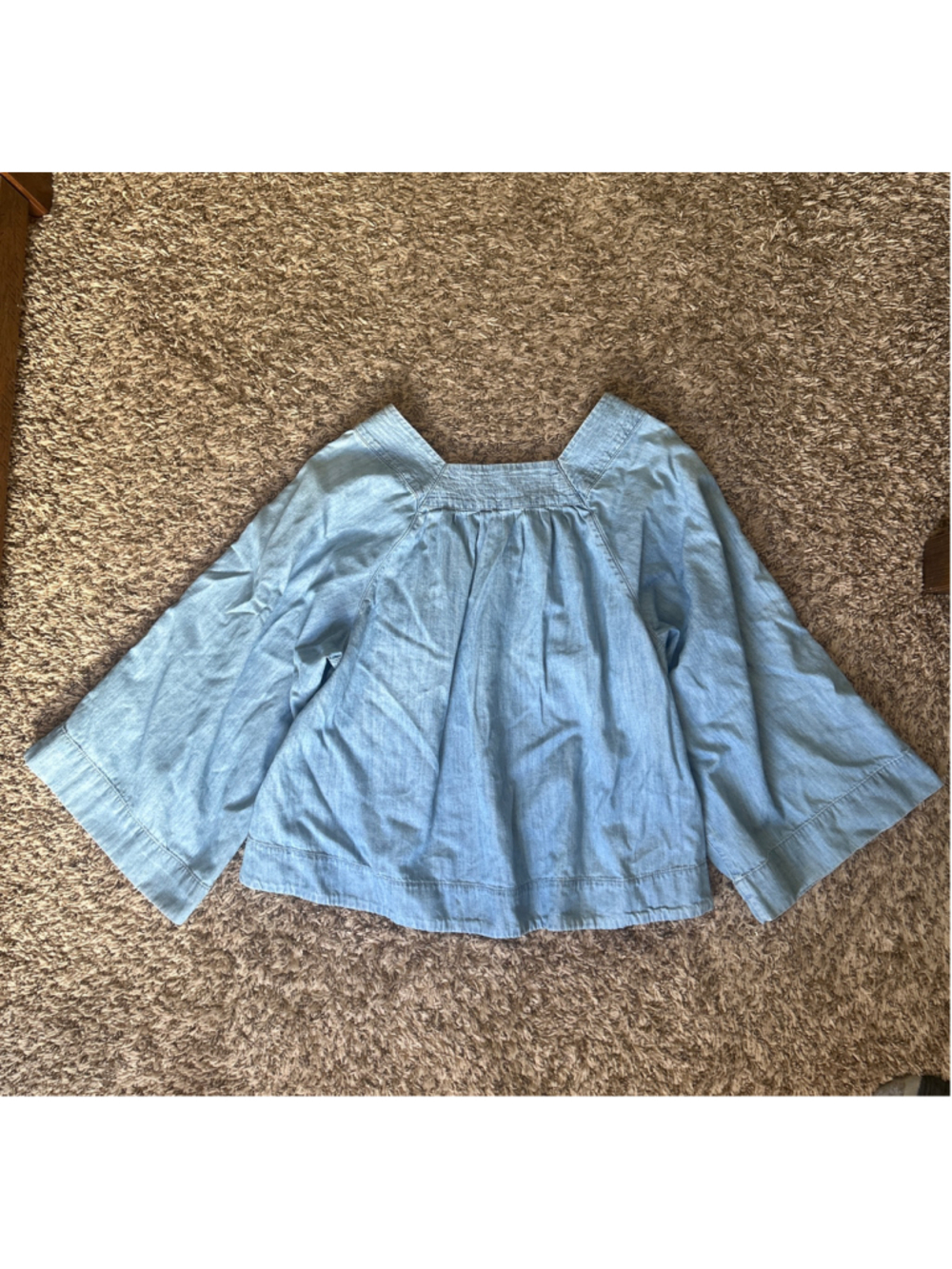 Madewell Square Neck Light Blue Cotton Lyocell Denim Peasant Top Women’s Small - Picture 6 of 6
